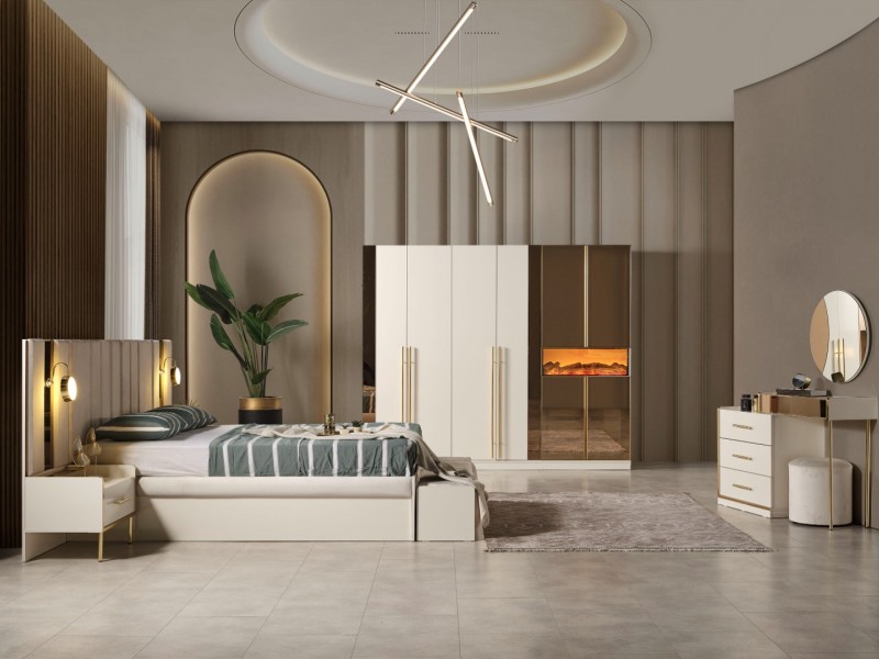 Aslı Yatak Odası Takımı (Baza Bench ve Puf Hediye)