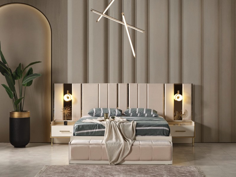 Aslı Yatak Odası Takımı (Baza Bench ve Puf Hediye)