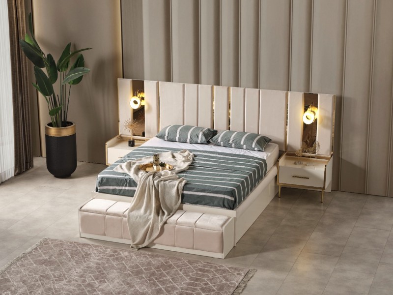 Aslı Yatak Odası Takımı (Baza Bench ve Puf Hediye)