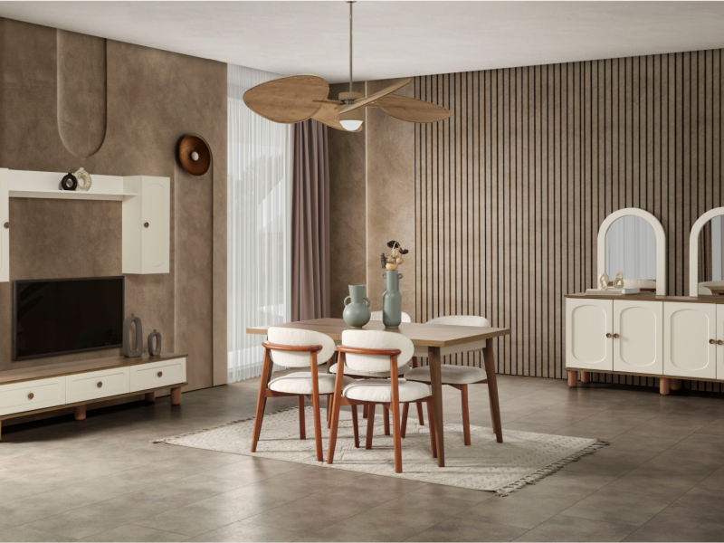 Bohem Yemek Odası  YÜZLER MDF KASA SUNTALEM MALZEMEDEN ÜRETİLMİŞTİR