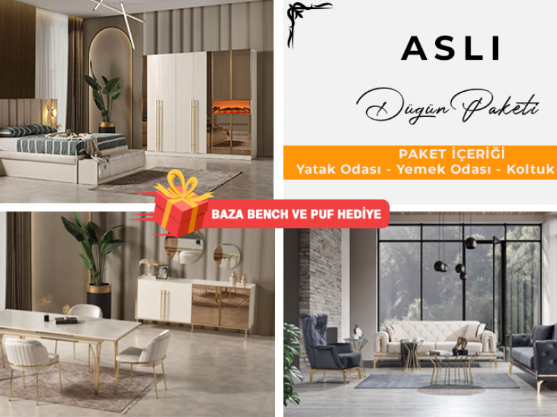 Aslı Düğün Paketi  (BAZA BENCH VE PUF HEDİYE)