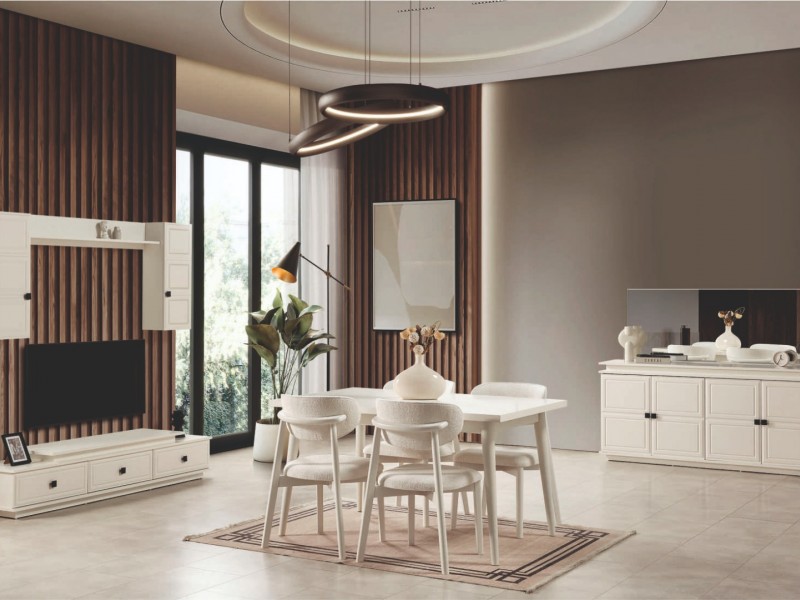 Vizyon Yemek Odası (Ön yüzler %100 mdf kasa suntalem malzemeden üretilmiştir)