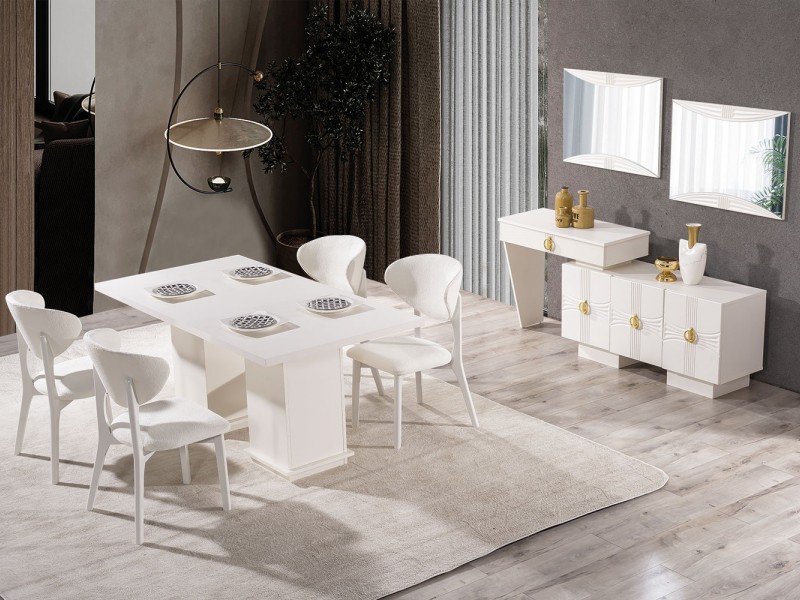 Dora Yemek Odası (Ön yüzler %100 mdf kasa suntalem malzemeden üretilmiştir)