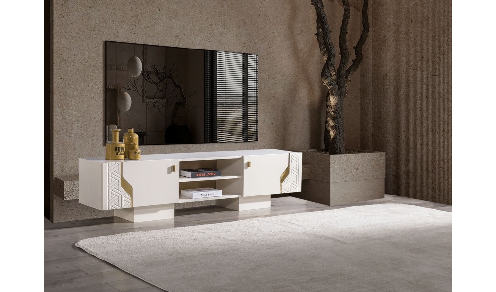 Elegance Tv Ünitesi (Ön yüzler %100 mdf kasa suntalem malzemeden üretilmiştir)