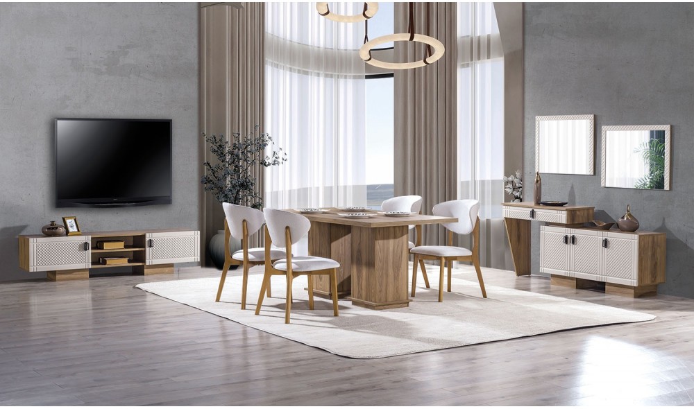 Luna Yemek Odası (Ön yüzler %100 mdf kasa suntalem malzemeden üretilmiştir)