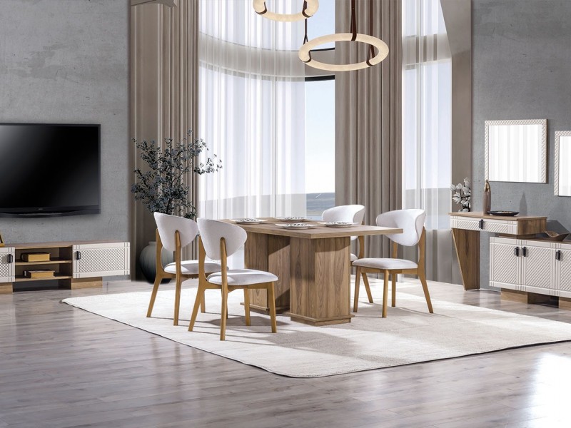 Luna Yemek Odası (Ön yüzler %100 mdf kasa suntalem malzemeden üretilmiştir)