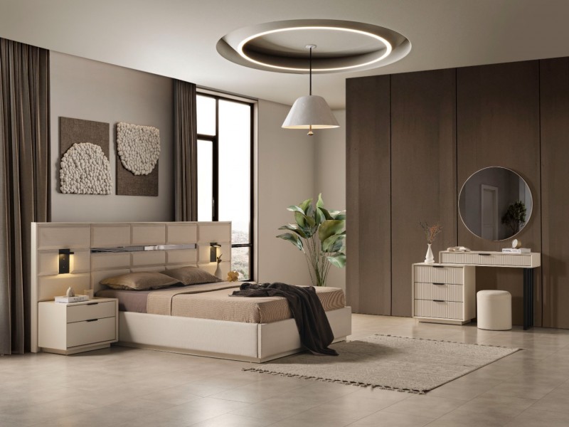 Lotus Köşe Yatak Odası Takımı Yüzeysel MDF