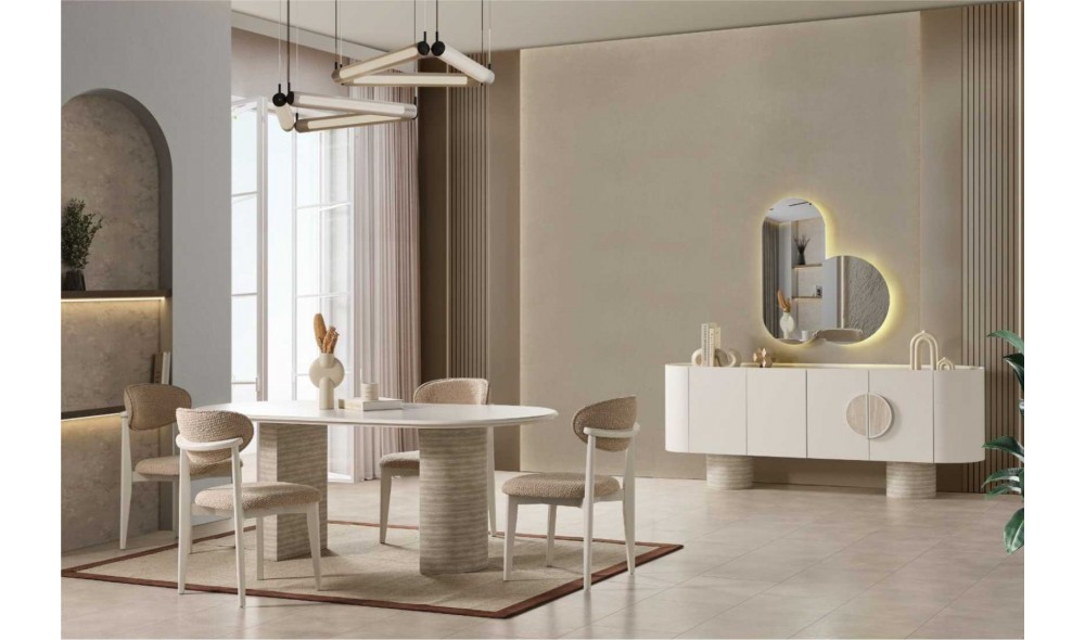 Dior Yemek Odası %100 MDF (Masa Ayakları ve Konsol Ayakları Travertendir)