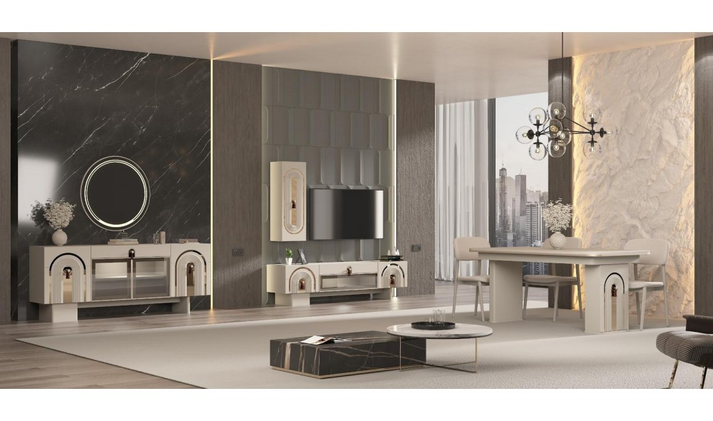 Roma Yemek Odası (Ön yüzler %100 mdf kasa suntalem malzemeden üretilmiştir)