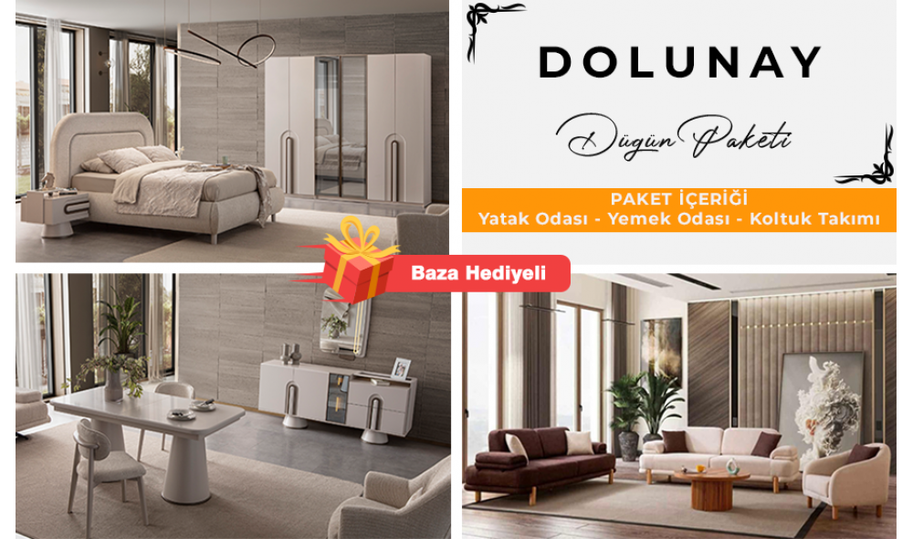 Dolunay Düğün Paketi (Yüzler MDF, Kasa Suntalem)