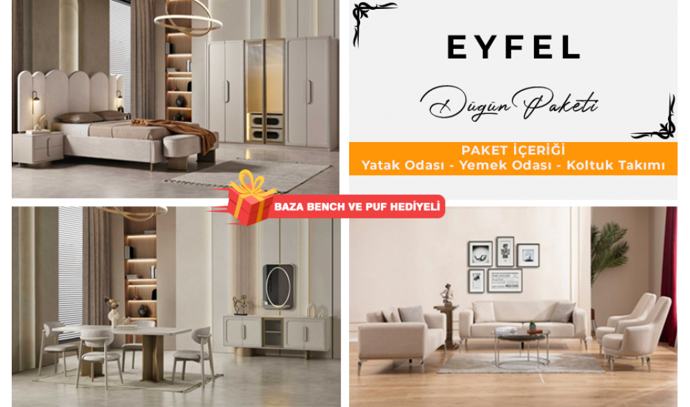 Eyfel Düğün Paketi Yüzeysel MDF