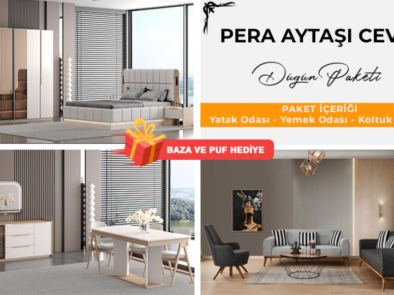 Pera Aytaşı Ceviz Düğün Paketi Yüzler MDF