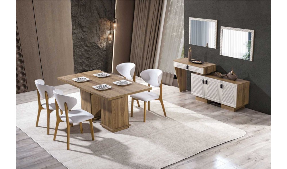 Luna Yemek Odası (Ön yüzler %100 mdf kasa suntalem malzemeden üretilmiştir)