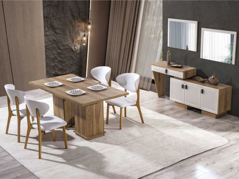 Luna Yemek Odası (Ön yüzler %100 mdf kasa suntalem malzemeden üretilmiştir)