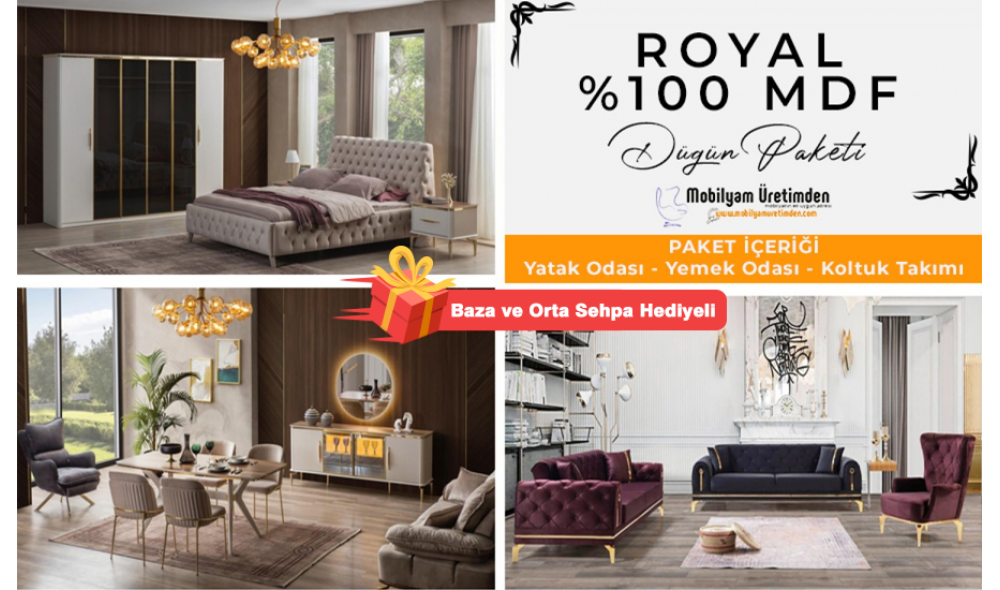 Royal Düğün Paketi (Yüzler %100 MDF Kasa Suntalem)