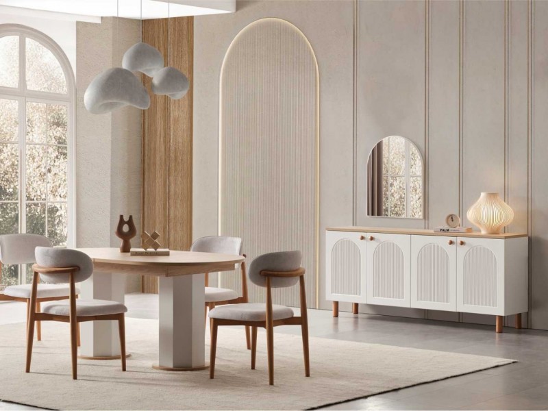 Nergis Yemek Odası (Ön yüzler %100 mdf kasa suntalem malzemeden üretilmiştir)