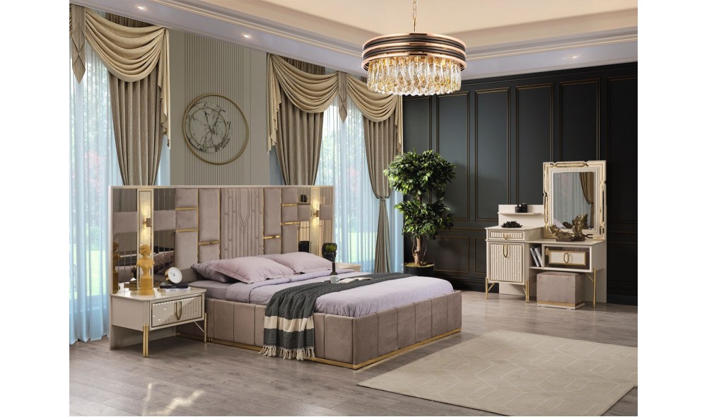 Bahar Bej Yatak Odası Takımı %100 MDF 