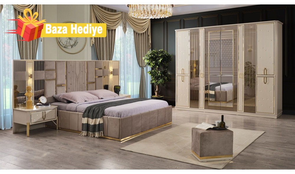 Bahar Bej Yatak Odası Takımı %100 MDF 