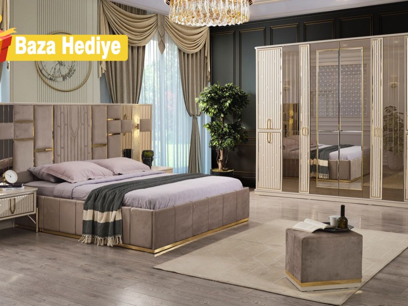 Bahar Bej Yatak Odası Takımı %100 MDF 