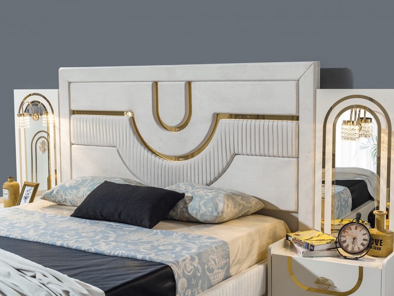 Sıla Yatak Odası Takımı Baza, Bench, Boy Aynası Ve Puf Hediye