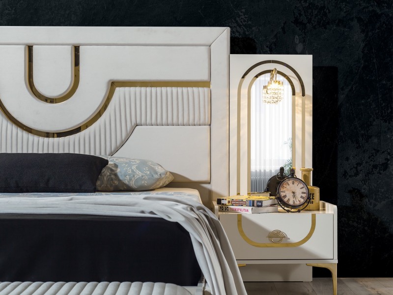 Sıla Yatak Odası Takımı Baza, Bench, Boy Aynası Ve Puf Hediye