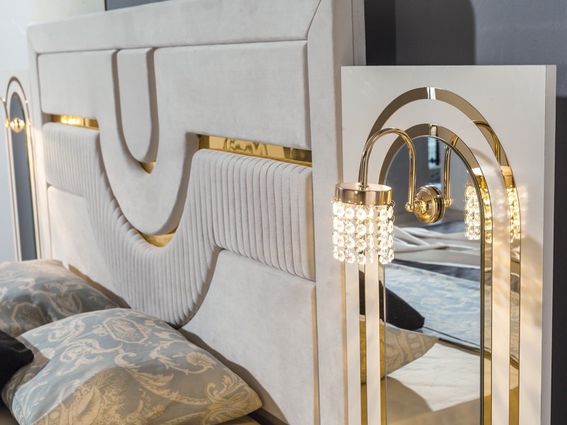 Sıla Yatak Odası Takımı Baza, Bench, Boy Aynası Ve Puf Hediye