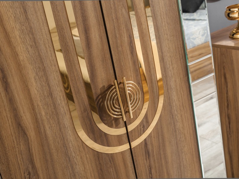 Sıla Ceviz Düğün Paketi Baza, Bench, Boy Aynası Ve Puf Hediye