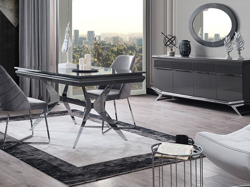 Asya Yemek Odası (Ön yüzler %100 mdf kasa suntalem malzemeden üretilmiştir)