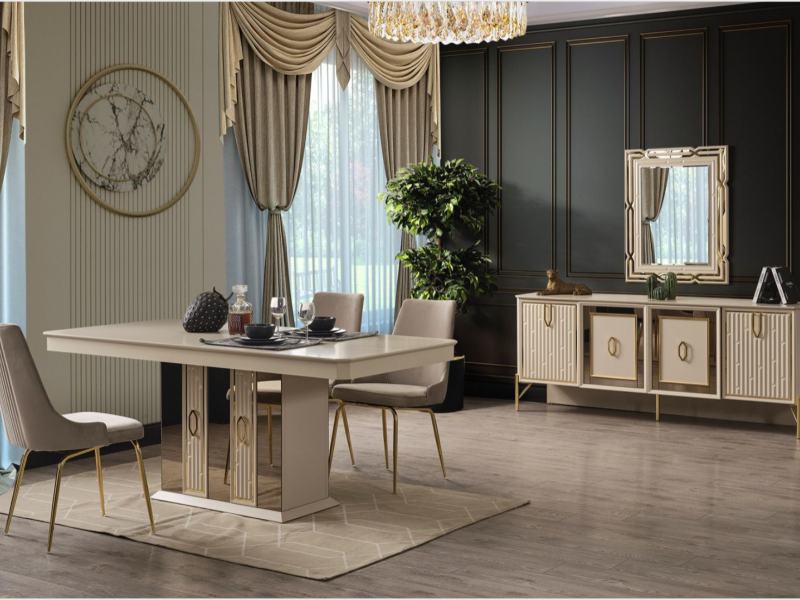 Bahar Bej Yemek Odası Kapaklar %100 MDF (Kasa Suntalem Malzemeden Üretilmiştir)