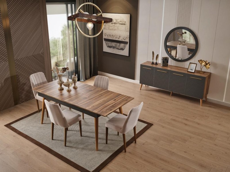 Çırağan Ceviz Yemek Odası  %100 MDF