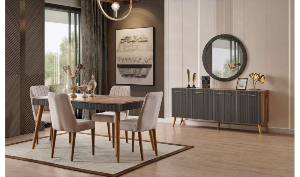 Çırağan Ceviz Yemek Odası  %100 MDF