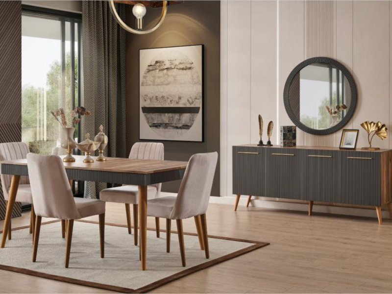 Çırağan Ceviz Yemek Odası  %100 MDF