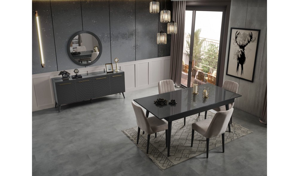 Çırağan Antrasit Yemek Odası %100 MDF