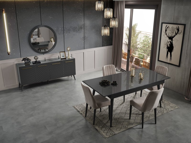 Çırağan Antrasit Yemek Odası %100 MDF