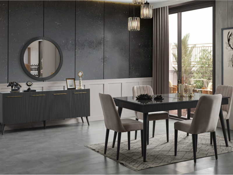 Çırağan Antrasit Yemek Odası %100 MDF