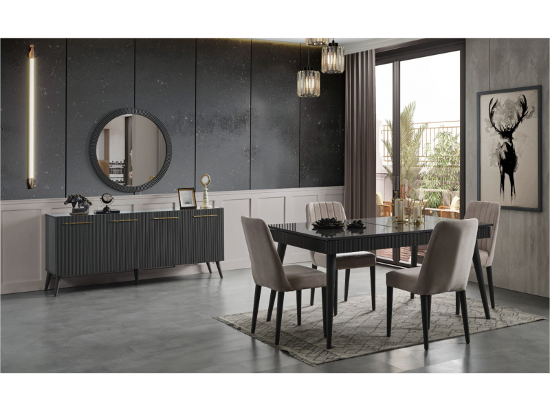 Çırağan Antrasit · Yemek Odası Takımı %100 MDF