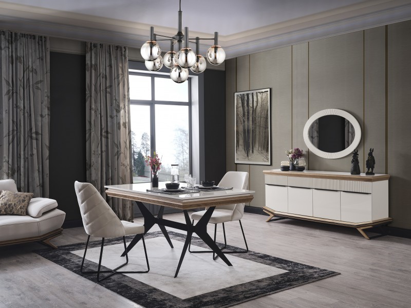 Elize Yemek Odası (Ön yüzler %100 mdf kasa suntalem malzemeden üretilmiştir)